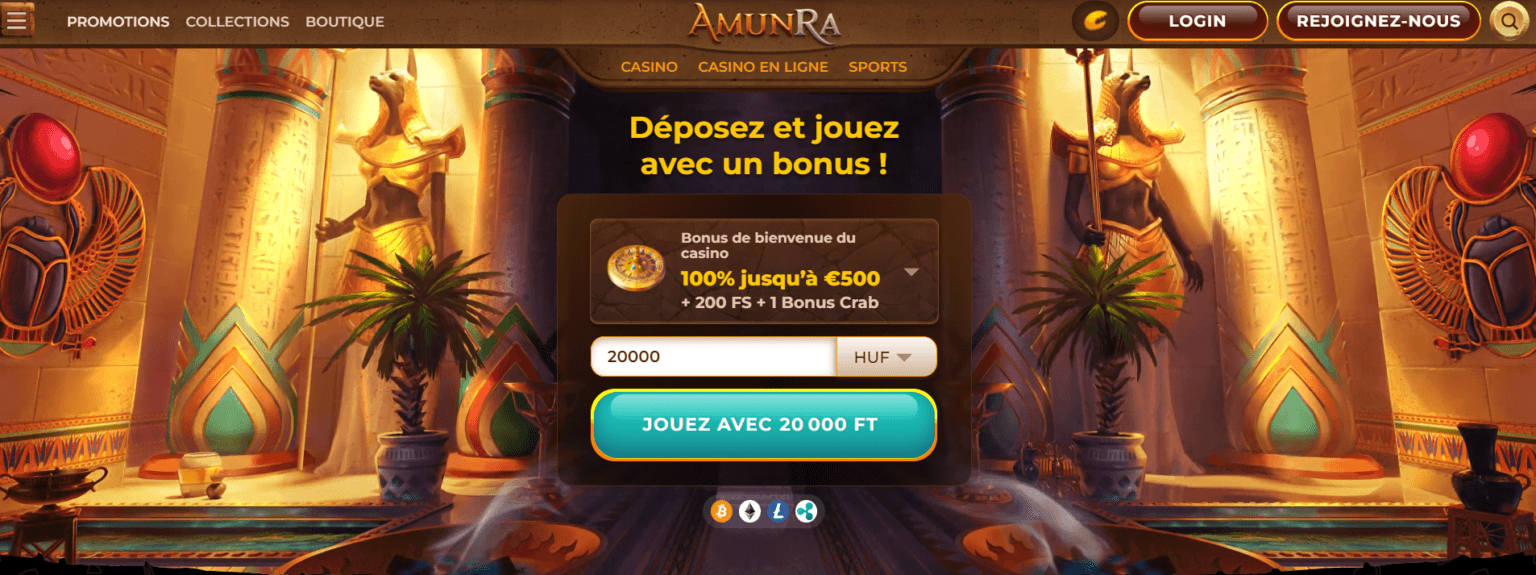 AmunRa Casino (Avis 2025) | Bonus de 500€ + 200 FS