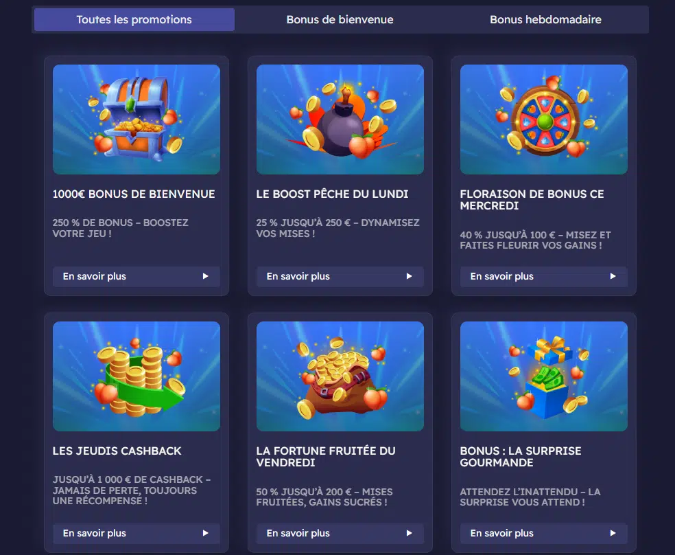 bonus peaches casino